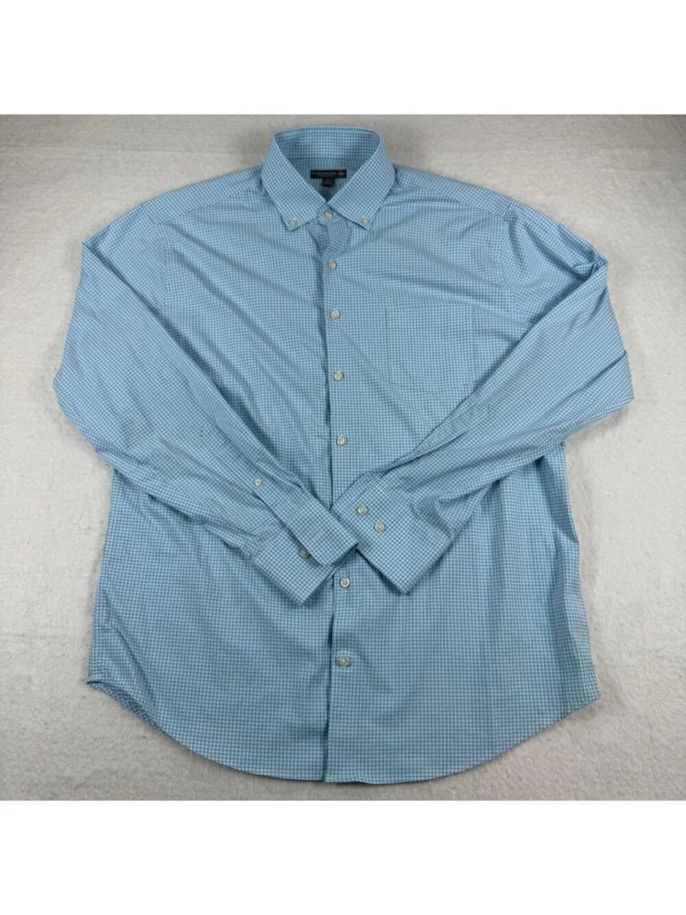 Peter Millar Shirt Mens Size L Blue Gingham Summer Comfort Stretch Button Down